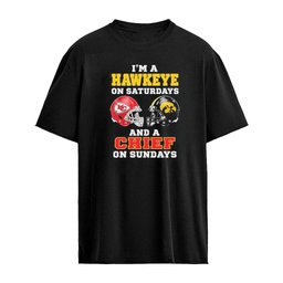 I’m A Hawkeye On Saturdays And A Chief On Sundays Helmet Graphic T-Shirt