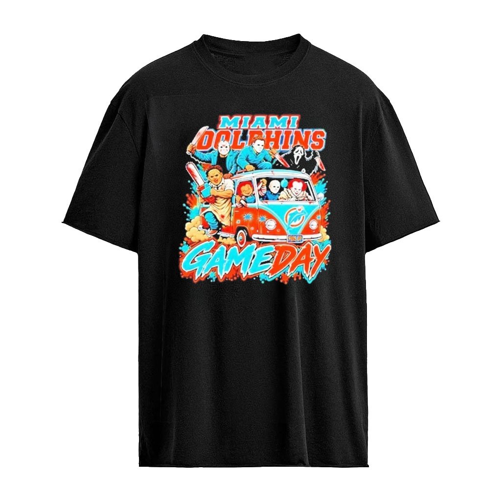Horror Characters x Miami Dolphins Gameday 2026 Halloween Graphic T-shirt