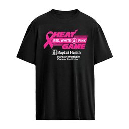 Heat Red, White And Pink Game Baptist Health Herbert Wertheim Cancer Institute T-Shirt