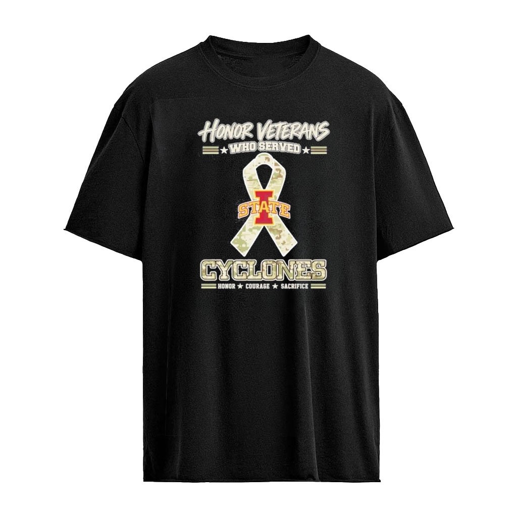 Iowa State Cyclones Honor Veterans Who Served Shirt – Military Camo Ribbon Veterans Day Tribute Tee
