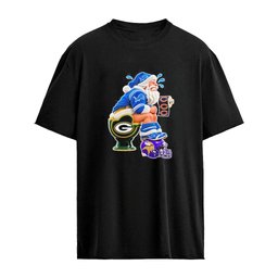Green Bay Packers Minnesota Vikings Chicago Bears Detroit Lions Christmas Santa NFL Football Fan Graphic T-Shirt