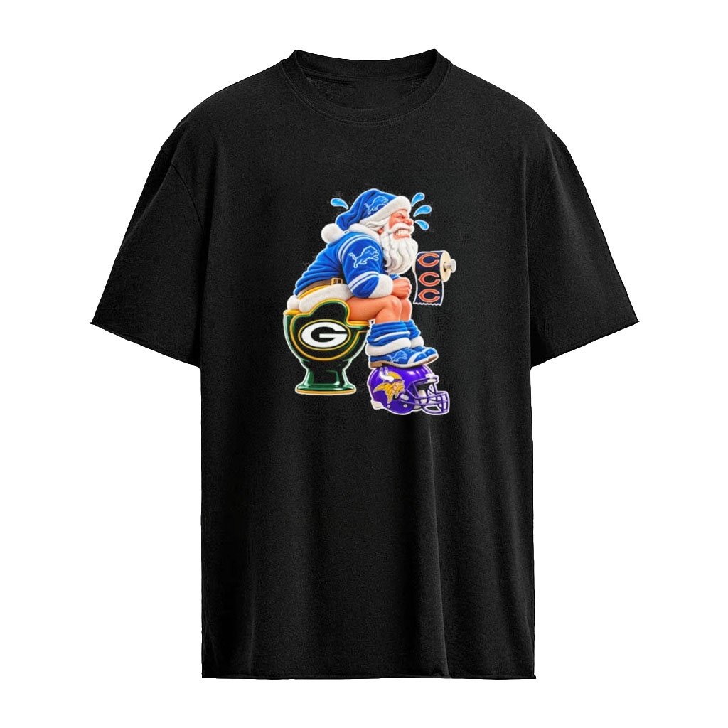 Green Bay Packers Minnesota Vikings Chicago Bears Detroit Lions Christmas Santa NFL Football Fan Graphic T-Shirt