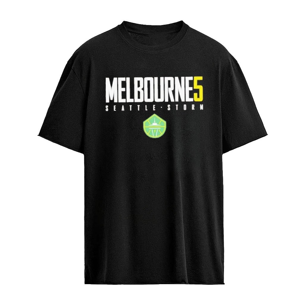 Jade Melbourne 5 Seattle Storm WNBA Name and Number Logo T-Shirt