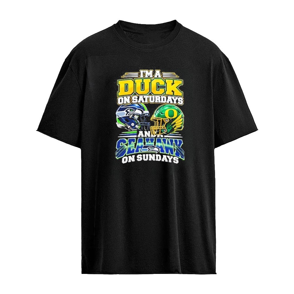 I’m A Duck On Saturdays And A Seahawk On Sundays Helmet T-Shirt