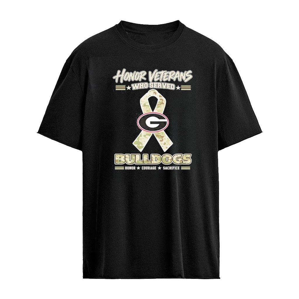 Georgia Bulldogs Honor Veterans Who Served Shirt – Military Camo Ribbon Veterans Day Tribute Tee