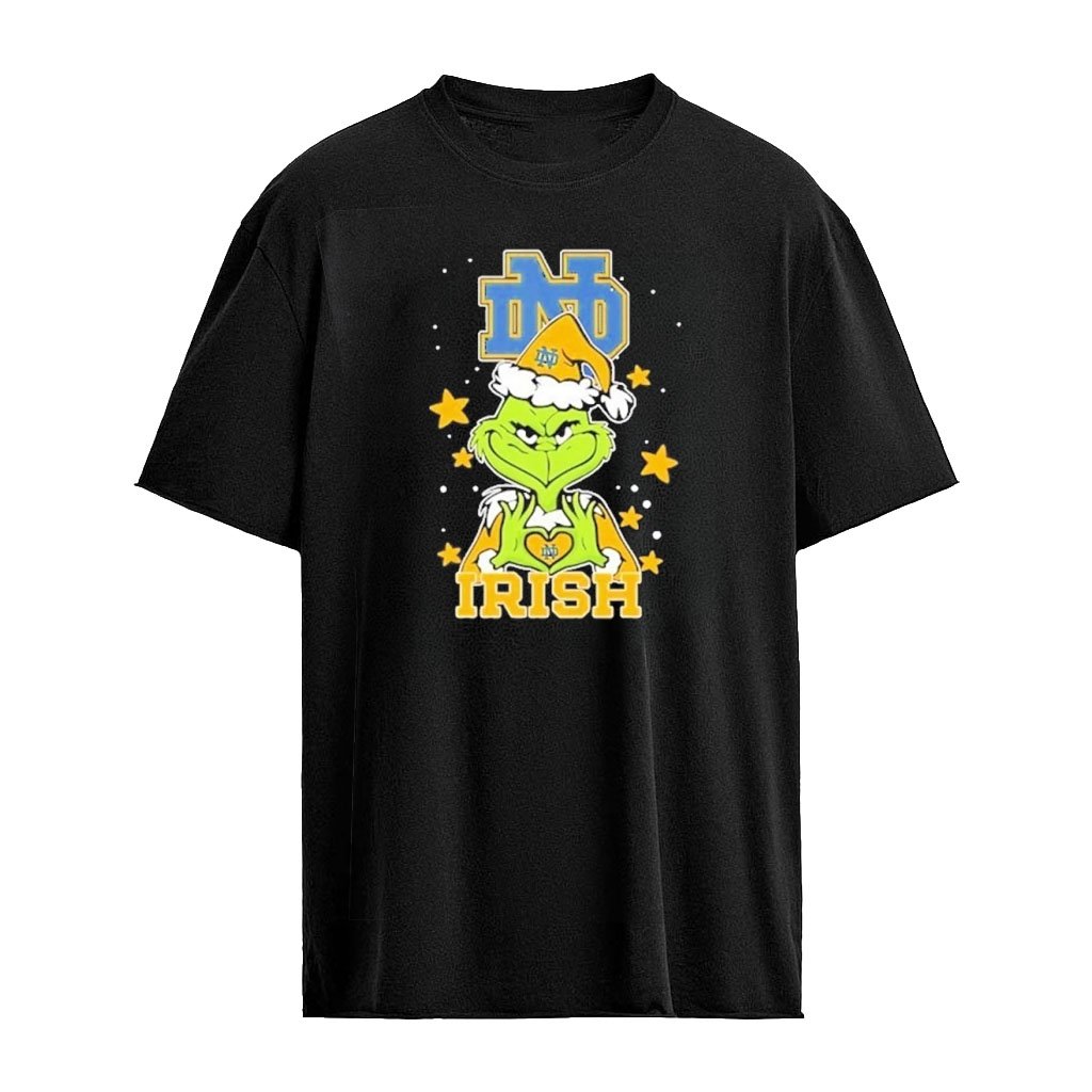 Notre Dame Fighting Irish X Grinch Love Hands Christmas 2026 Football Graphic T-Shirt