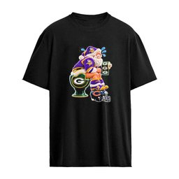 Minnesota Vikings Green Bay Packers Chicago Bears Christmas Santa NFL Football Fan Graphic T-Shirt