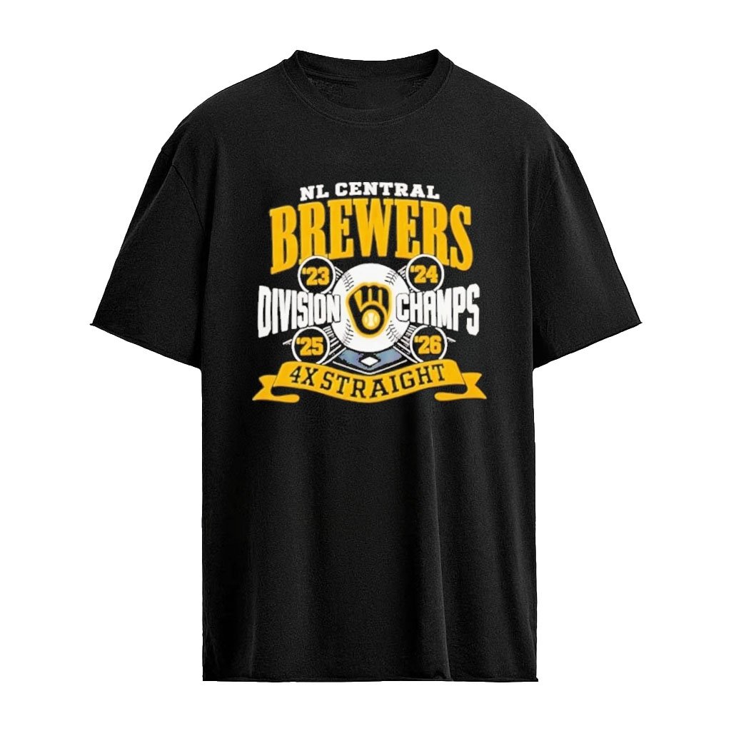Milwaukee Brewers Mlb 4X Straight 23 24 25 26 4 Baseball Glove Logo Graphic T-Shirt