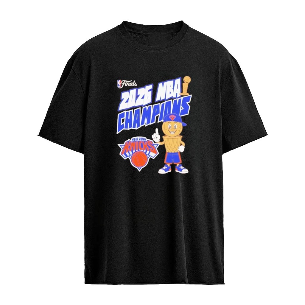 New York Knicks 2026 NBA Finals Champions Logo Trophy Graphic T-Shirt