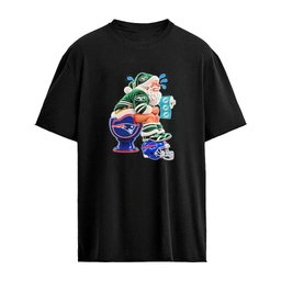 New England Patriots Miami Dolphins Buffalo Bills New York Jets Christmas Santa NFL Football Fan Graphic T-Shirt
