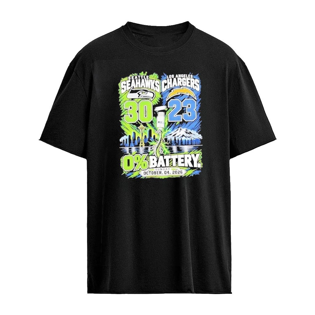 Seattle Seahawks 30 LA Chargers 23 0' Battery Sunday October 04 2026 Graphic T-Shirt