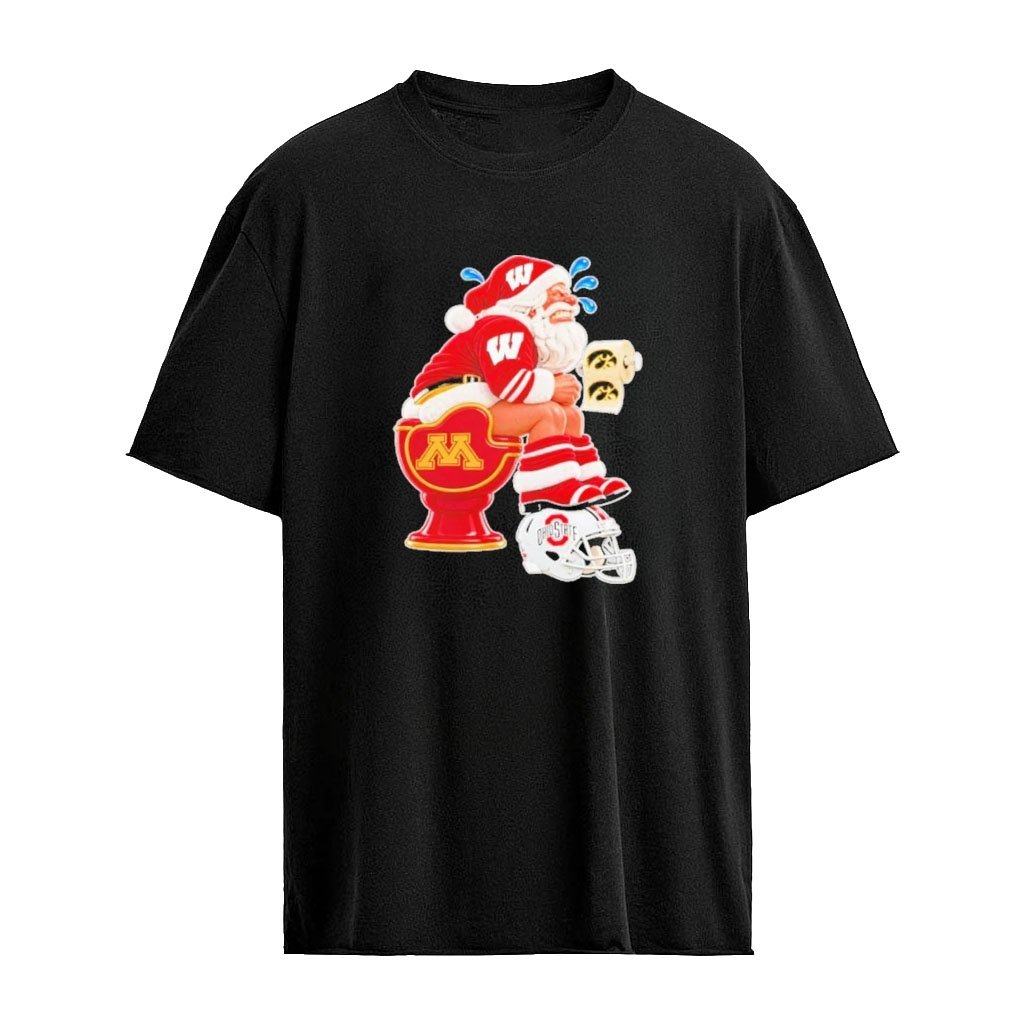 Santa Claus Wisconsin Badgers Toilet Minnesota Golden Gophers Ohio State Buckeyes Football T-Shirt