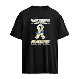 Los Angeles Rams Honor Veterans Who Served Shirt – Military Camo Ribbon Veterans Day Tribute Tee