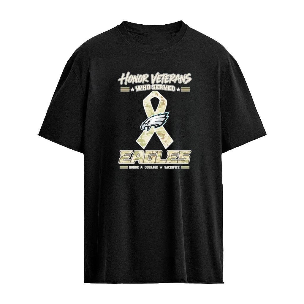 Philadelphia Eagles Honor Veterans Who Served Shirt – Military Camo Ribbon Veterans Day Tribute Tee