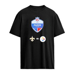 New Orleans Saints vs Pittsburgh Steelers 2026 NFL Paris Game Matchup Logo T-shirt