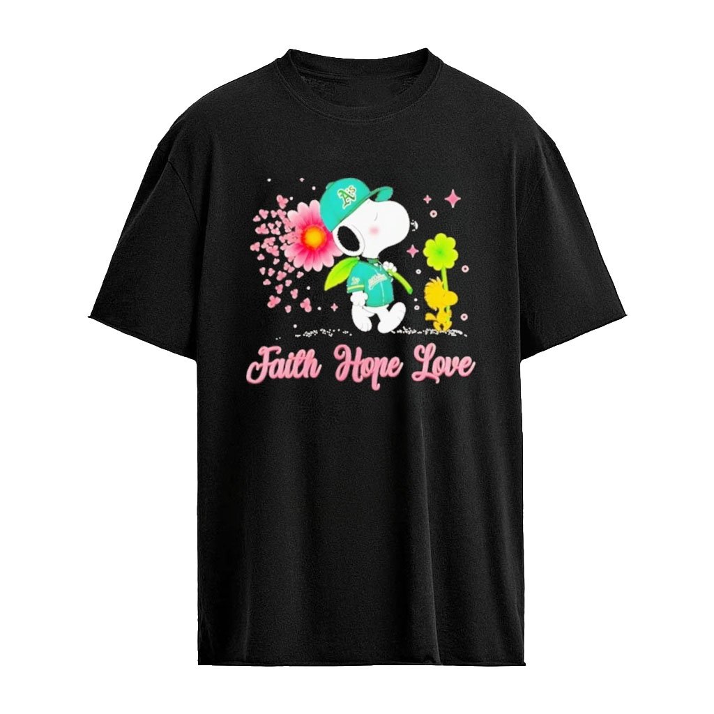 Oakland Athletics Snoopy Fail Home Love Breast Cancer Awareness 2026 Graphic T-shirt