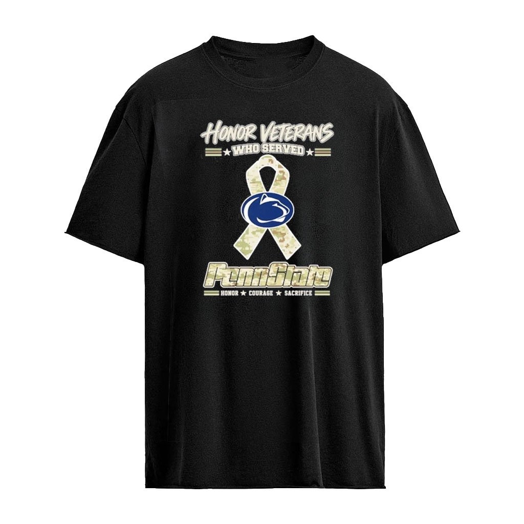 Penn State Nittany Lion Honor Veterans Who Served Shirt – Military Camo Ribbon Veterans Day Tribute Tee