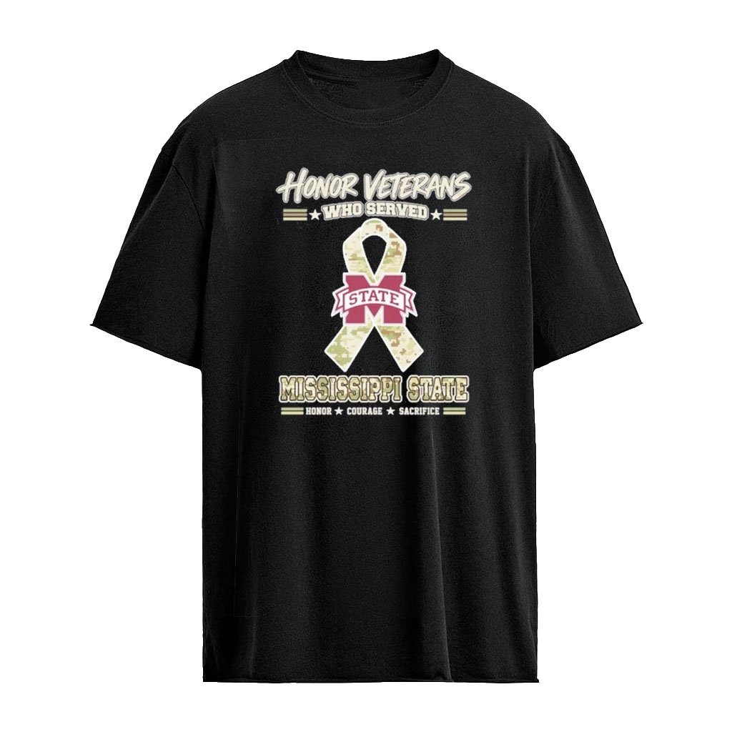 Mississippi State Bulldogs Honor Veterans Who Served Shirt – Military Camo Ribbon Veterans Day Tribute Tee