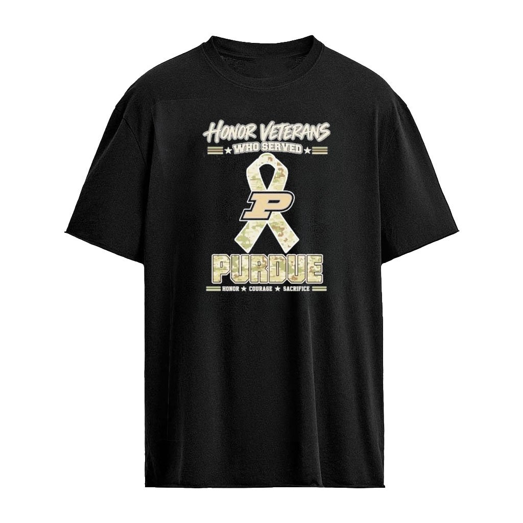 Purdue Boilermakers Honor Veterans Who Served Shirt – Military Camo Ribbon Veterans Day Tribute Tee