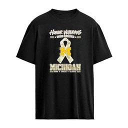 Michigan Wolverines Honor Veterans Who Served Shirt – Military Camo Ribbon Veterans Day Tribute Tee