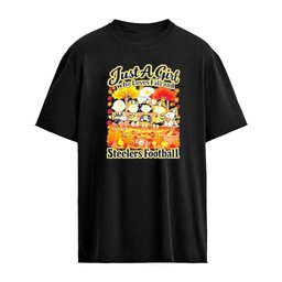 Pittsburgh Steelers x Peanuts Merry Christmas Just a Girl who loves Fall and Football Graphic T-Shirt