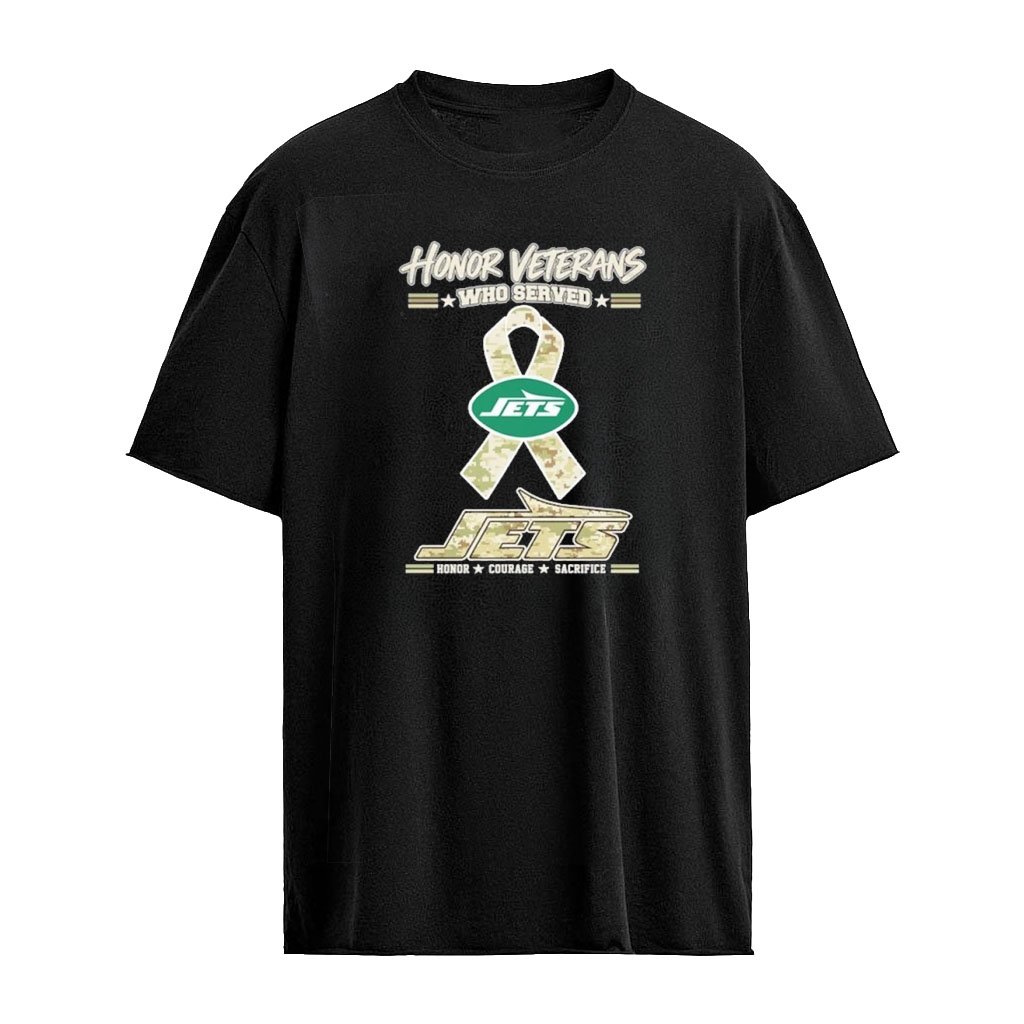 New York Jets Honor Veterans Who Served Shirt – Military Camo Ribbon Veterans Day Tribute Tee