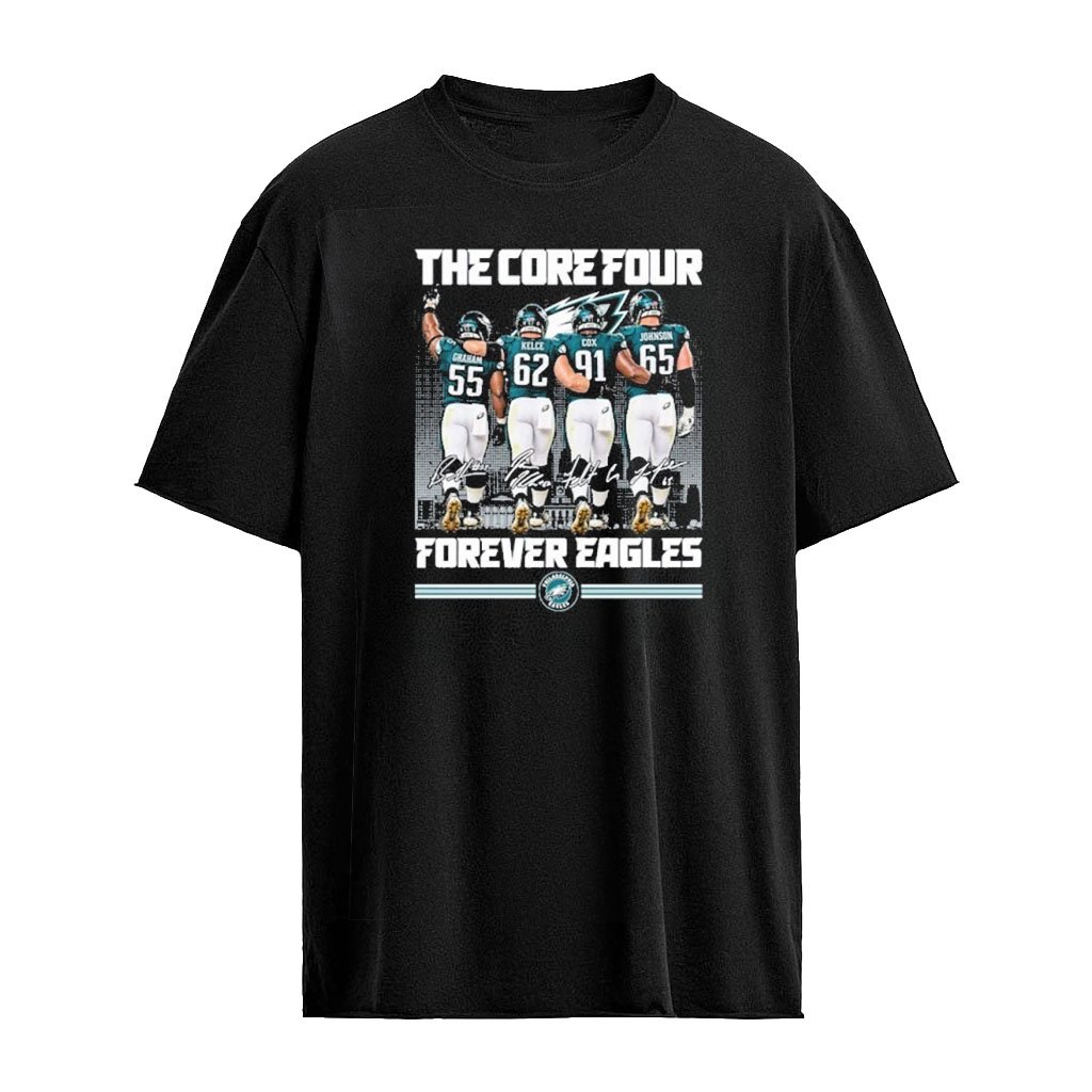Philadelphia Eagles The Core Four Brothers City Skyline Signature T-Shirt