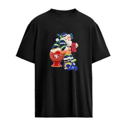 Seattle Seahawks San Francisco 49ers Arizona Cardinals Los Angeles Rams Christmas Santa NFL Football Fan Graphic T-Shirt