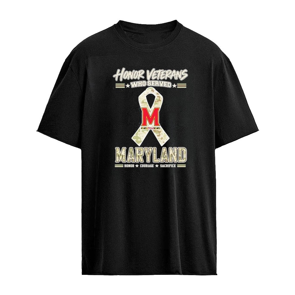 Maryland Terrapins Honor Veterans Who Served Shirt – Military Camo Ribbon Veterans Day Tribute Tee