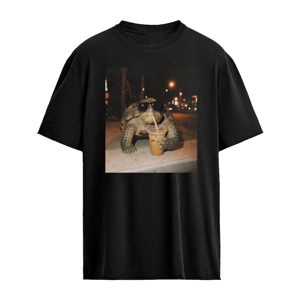 Turtle Sunglasses Drink Iced Coffee Shirt