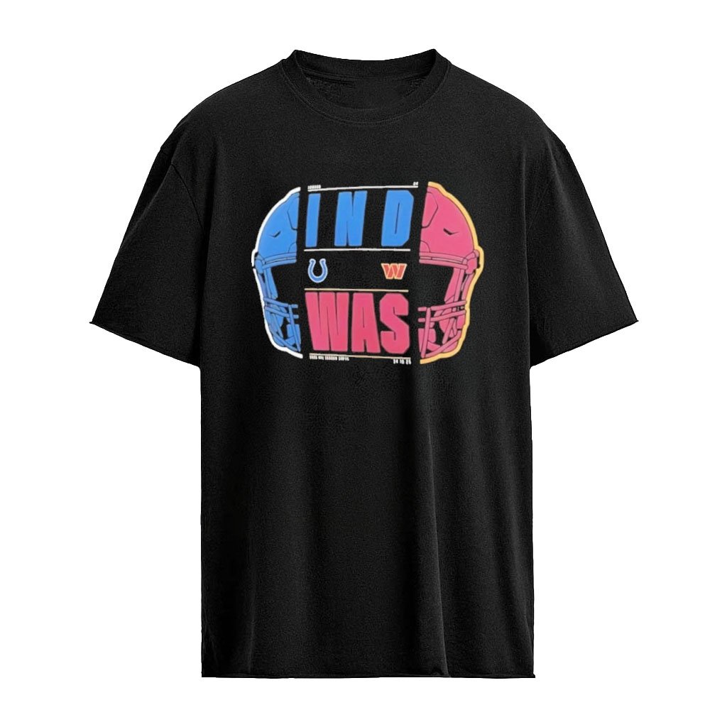 Washington Commanders Vs Indianapolis Colts Nfl International City Games London 2026 Match Up Helmet T-Shirt