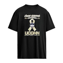 UConn Huskies Honor Veterans Who Served Shirt – Military Camo Ribbon Veterans Day Tribute Tee