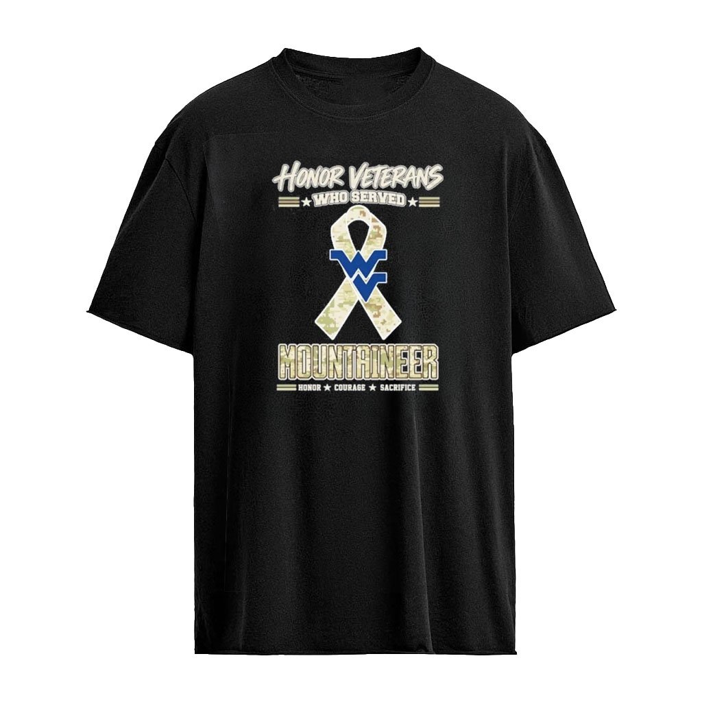 West Virginia Mountaineers Honor Veterans Who Served Shirt – Military Camo Ribbon Veterans Day Tribute Tee