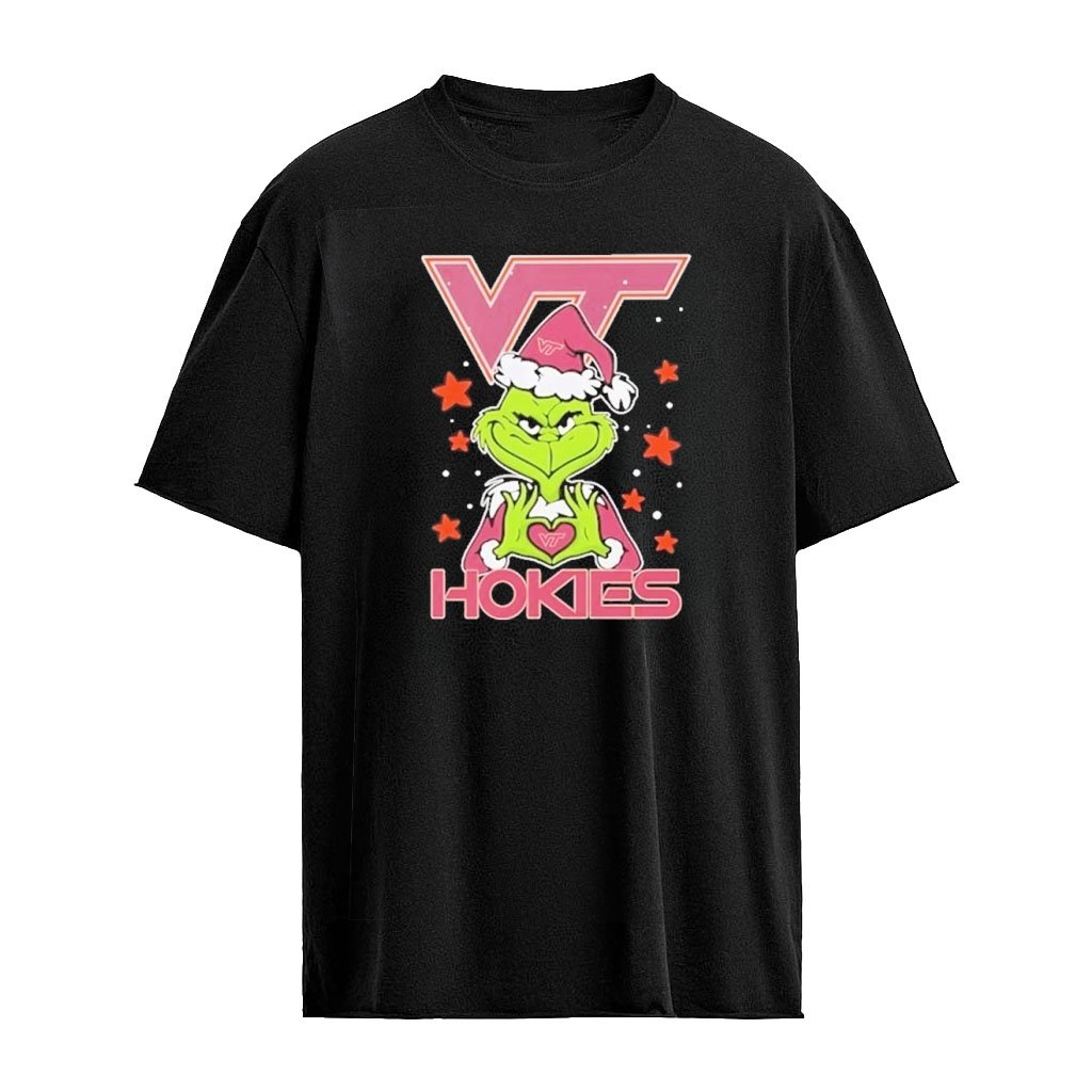Virginia Tech Hokies x Grinch Love Hands Christmas 2026 Football Graphic T-shirt