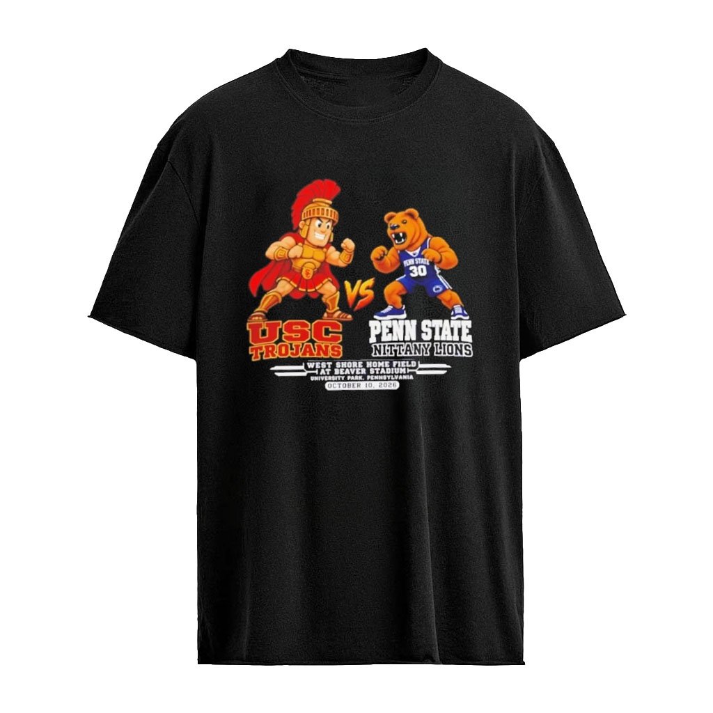 USC Trojans vs Penn State Nittany Lions Big Ten White Out 2026 mascot T-Shirt