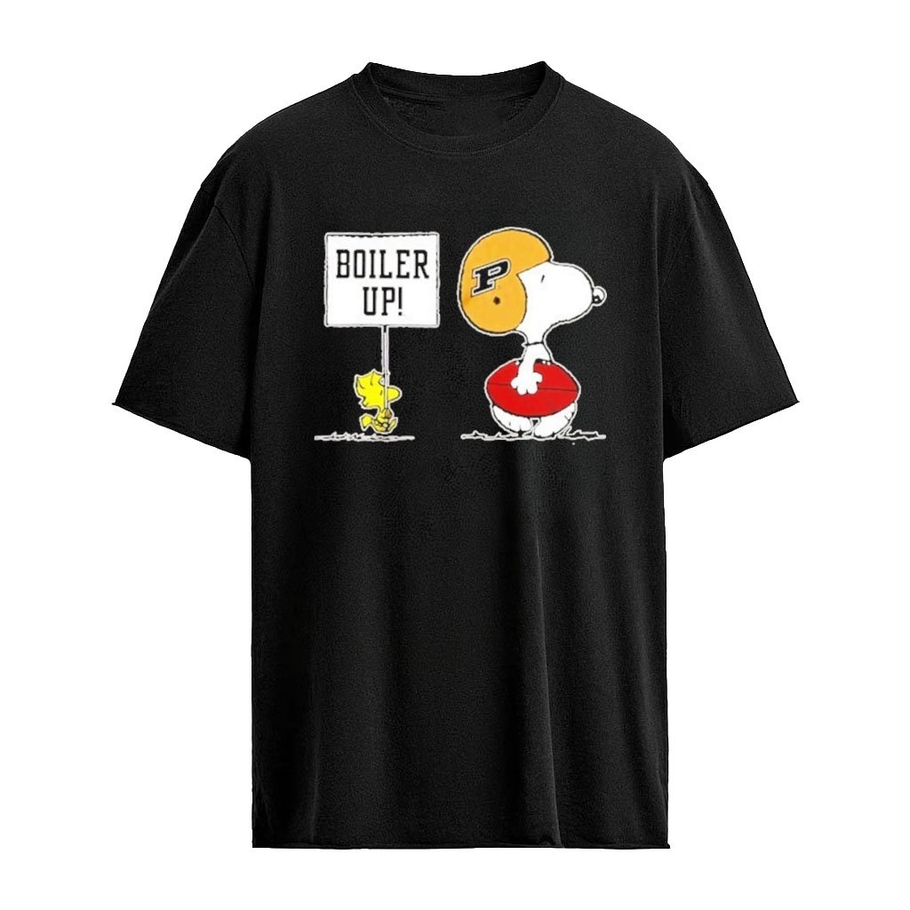Snoopy and Woodstock Boiler Up Purdue Boilermakers Football Graphic T-Shirt