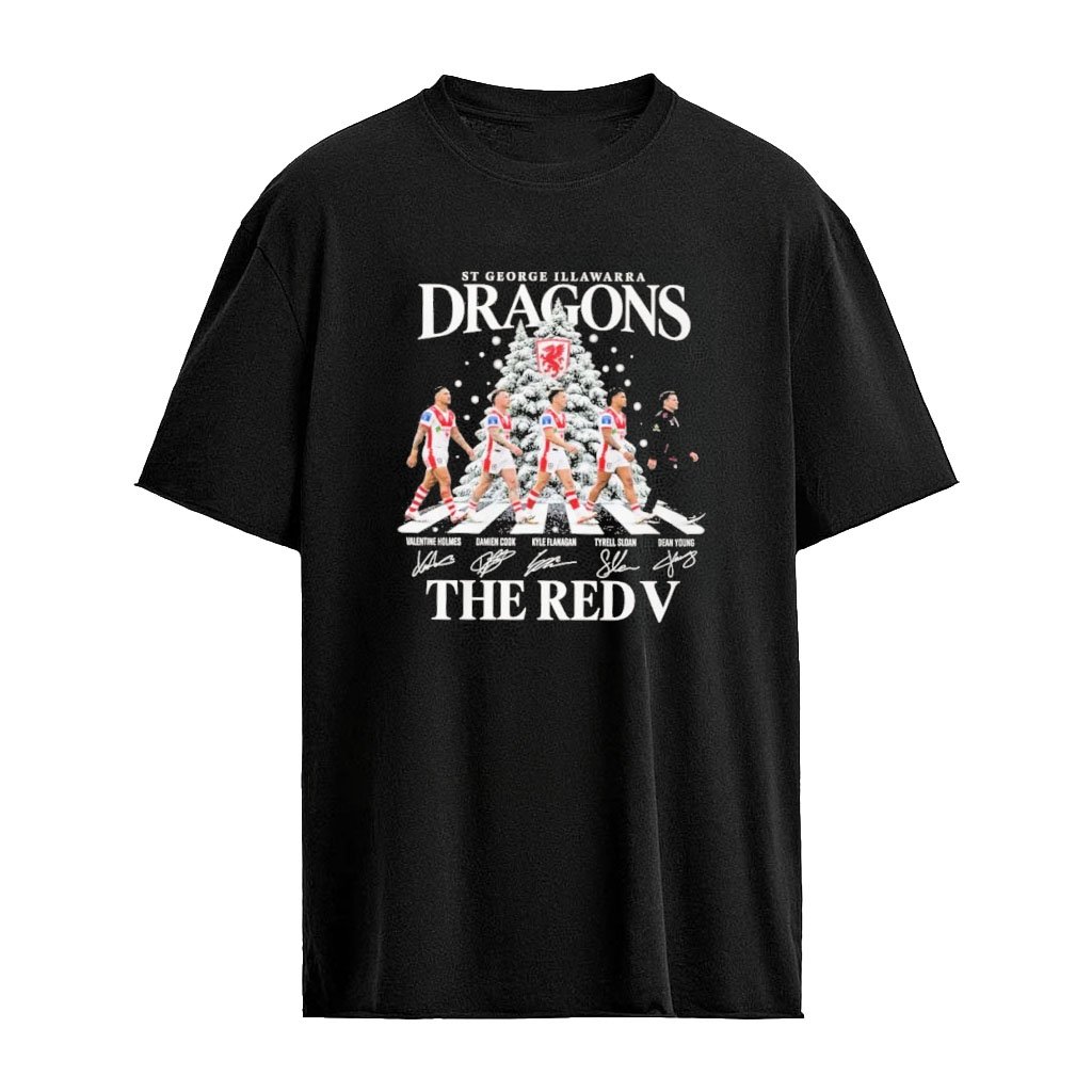 St George Illawarra Dragons The Red V Abbey Road Team Sport Christmas 2026 Signature T-shirt