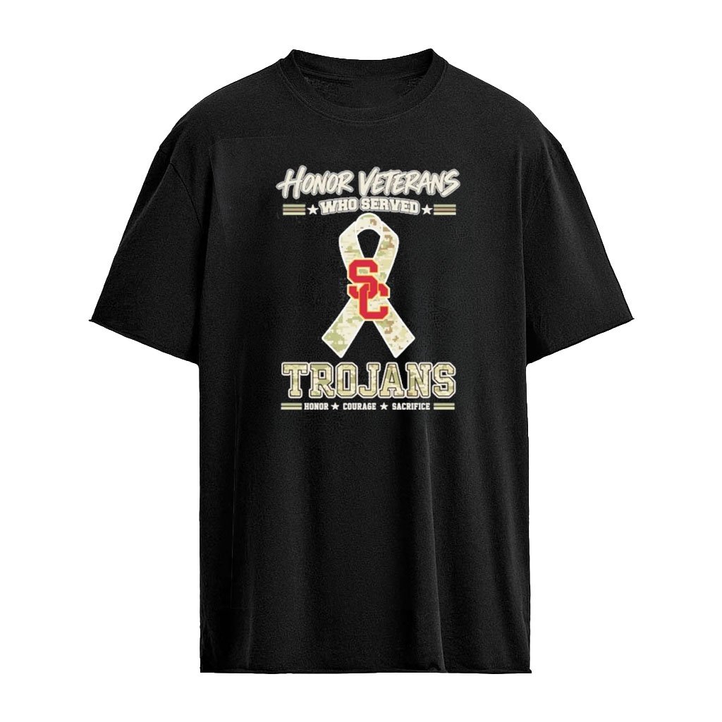 USC Trojans Honor Veterans Who Served Shirt – Military Camo Ribbon Veterans Day Tribute Tee