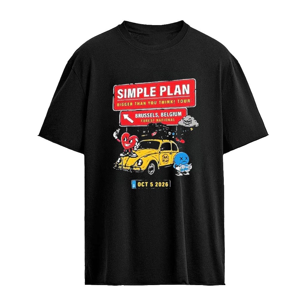 Simple Plan Brussels Belgium 2026 City Live At Forest National Oct 5 2026 Bigger Than You Think Tour Shirt