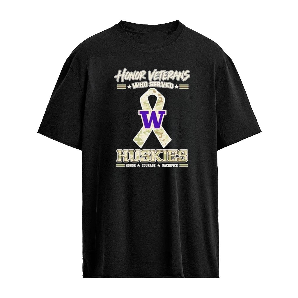 Washington Huskies Honor Veterans Who Served Shirt – Military Camo Ribbon Veterans Day Tribute Tee