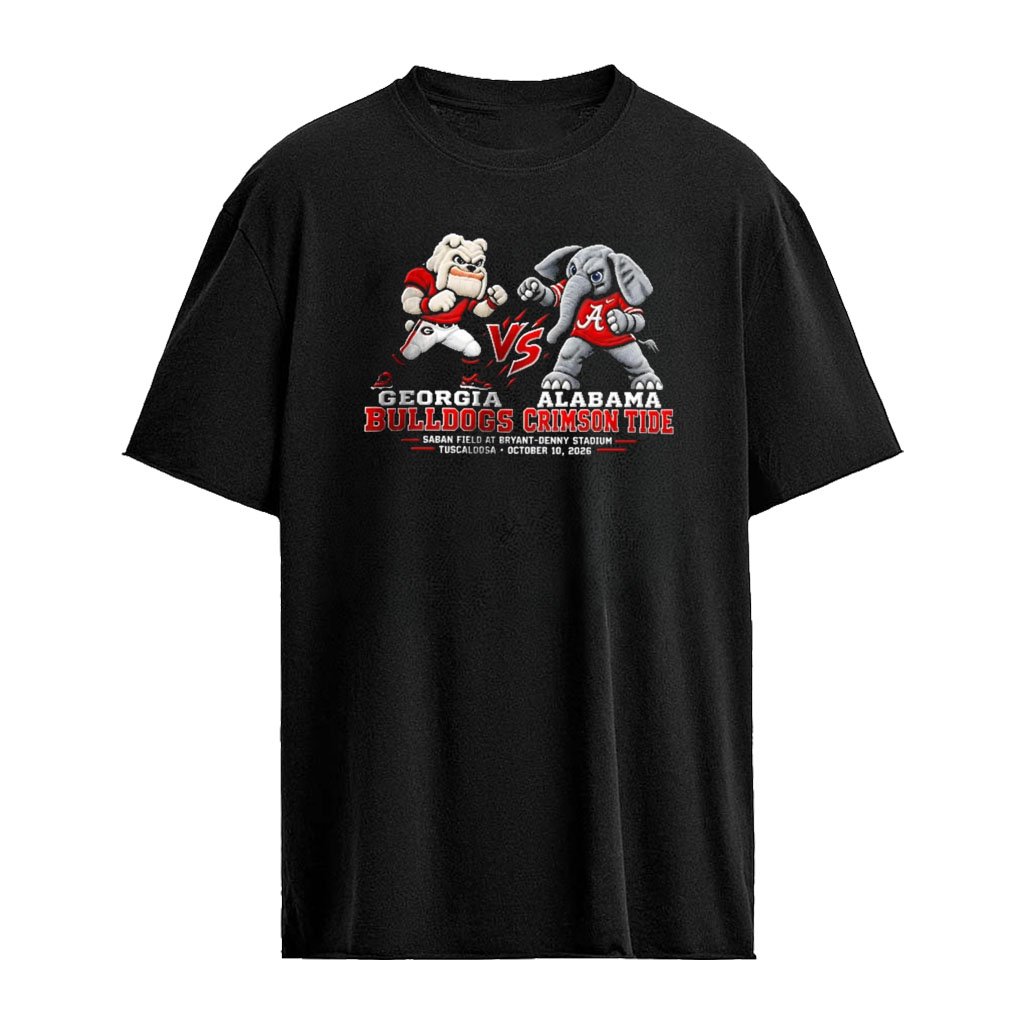 Bulldog Georgia Bulldogs vs Elephant Alabama Crimson Tide NCAA 2026 mascot pixel art shirt