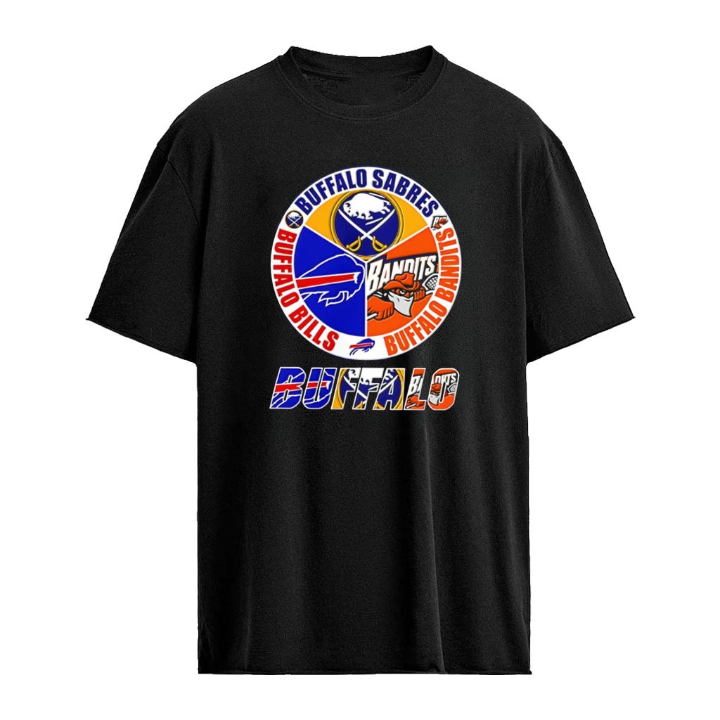 Buffalo Sports 3 Team Buffalo Sabres Bandits Bills logo shirt