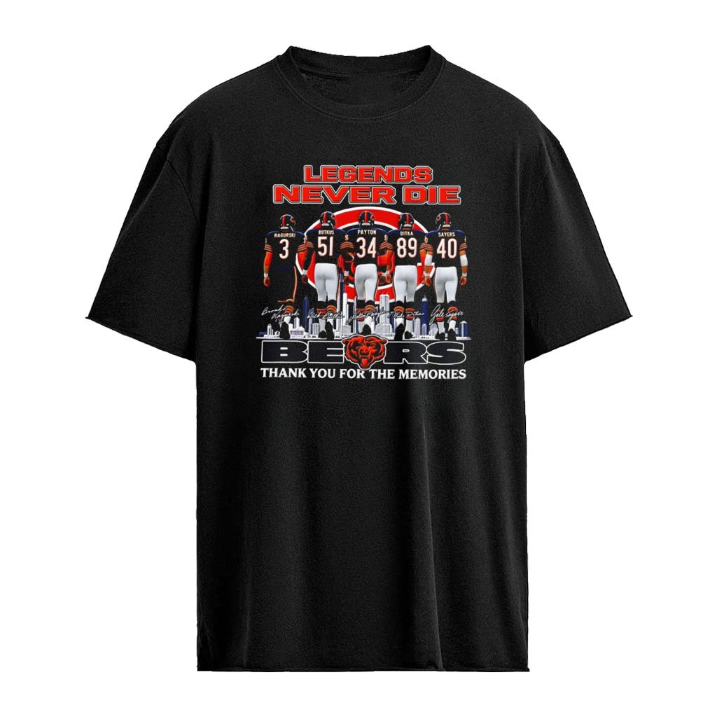 Legends Never Die Chicago Bears NFL thank you for the memories signature shirt