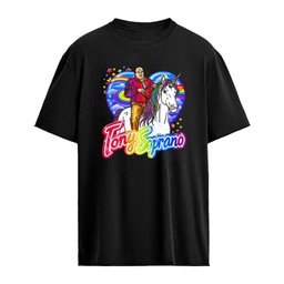 James Gandolfini The Sopranos TV Series man riding unicorn rainbow heart shirt