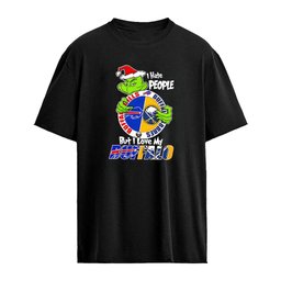 Grinch Santa I Hate People But I Love My Buffalo Bills vs Buffalo Sabres logo shirt