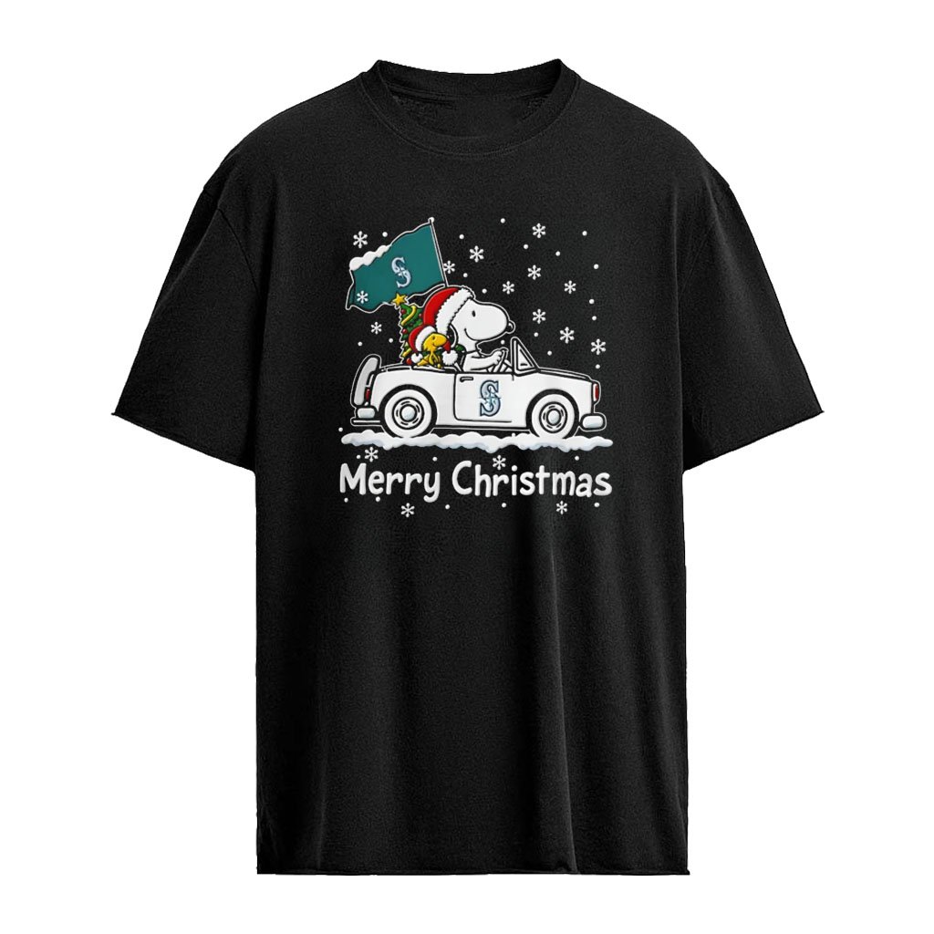 Snoopy and Woodstock driving car Seattle Mariners Merry Christmas snow 2026 shirt