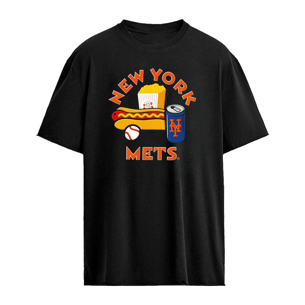 New York Mets MLB popcorn hot dog baseball shirt