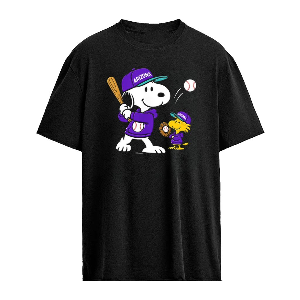 Snoopy and Woodstock Arizona Diamondbacks baseball cartoon shirt