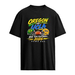 Oregon Ducks vs UCLA Bruins NCAA 2026 Big Ten Football Game Day helmets matchup shirt
