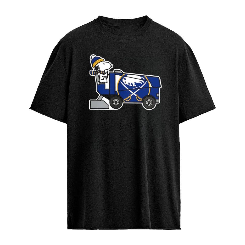 Snoopy Buffalo Sabres NHL driving ice resurfacer cartoon shirt